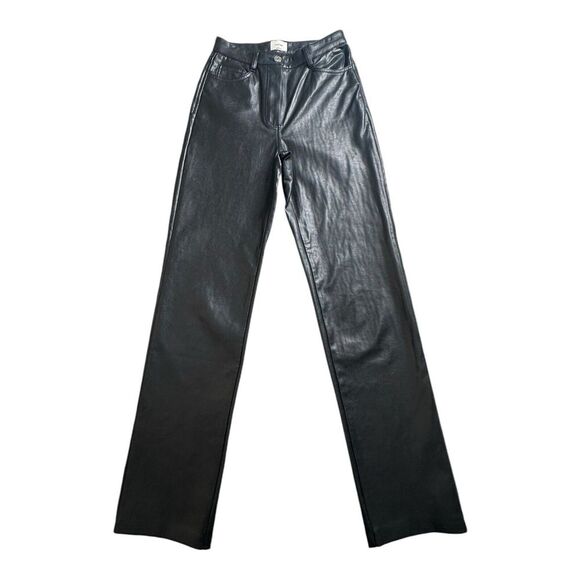 Wilfred Pants - Aritzia Wilfred Womens Faux Leather Straight Leg Pants Size 0 Black High‎ Rise